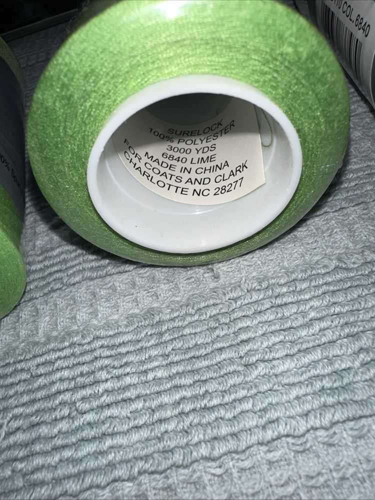 Coats Surelock 5 Spools 6840 Lime Polyester Thread, Multi-purpose, 3000 Yds