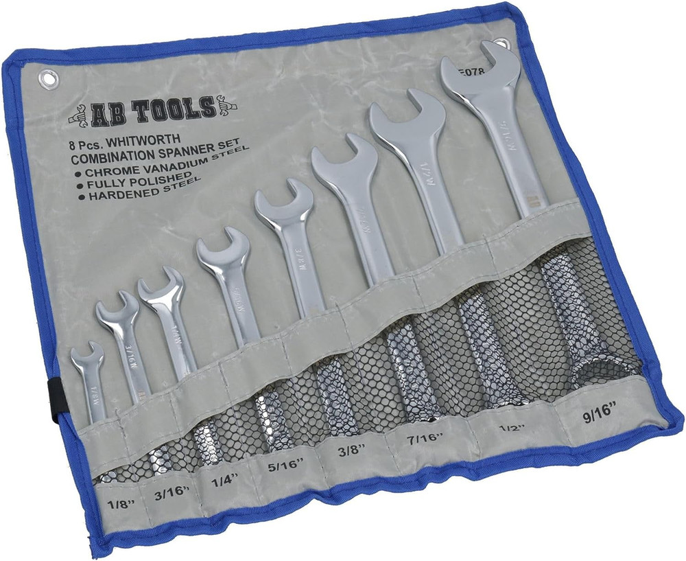 British Whitworth BSW Combination Wrench Spanner Open Ended/Ring Combo Set TE078