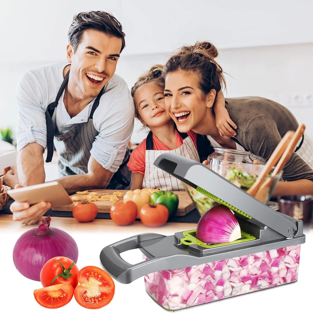 17-in-1 Vegetable Chopper - Multi-Function Kitchen Gadget with Container