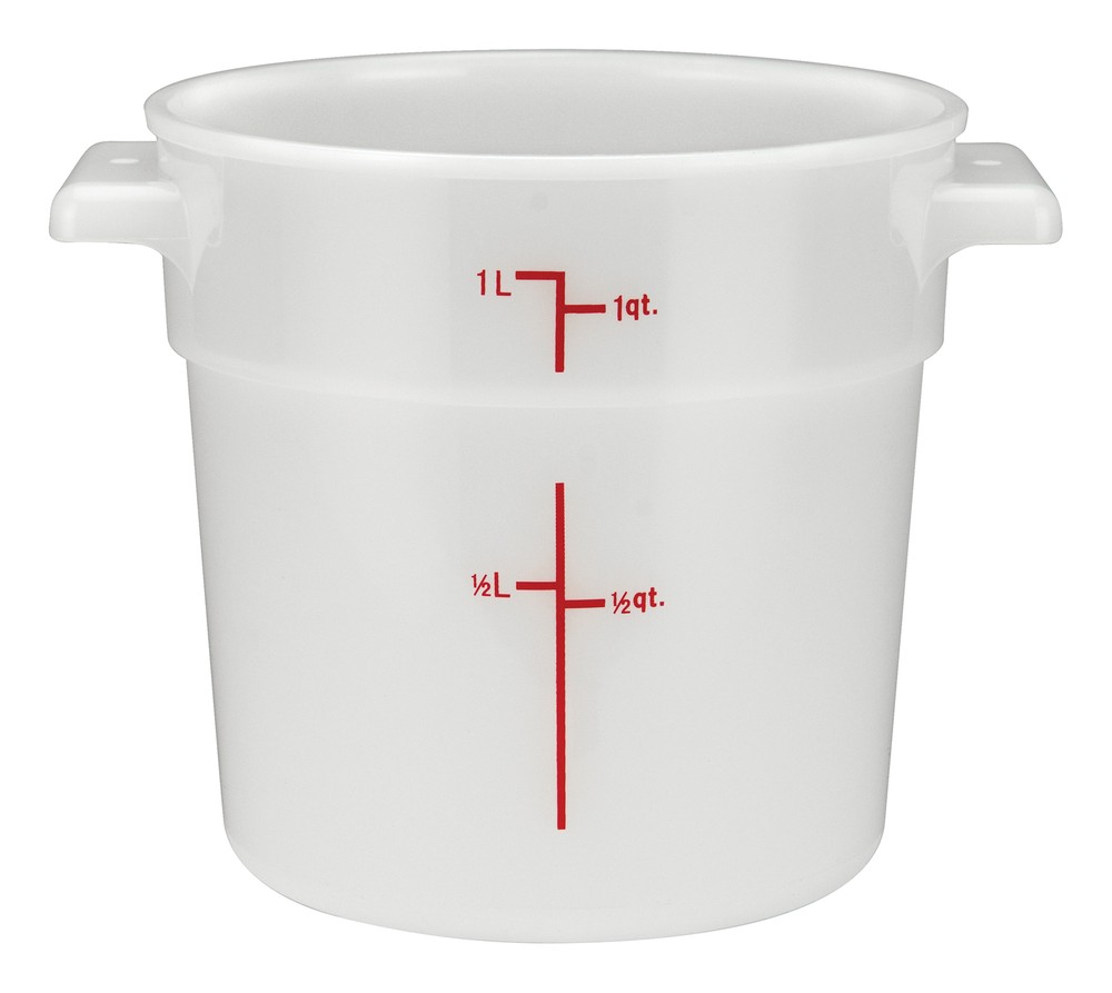 1qt Round Storage Container, White, PP (12 Each)