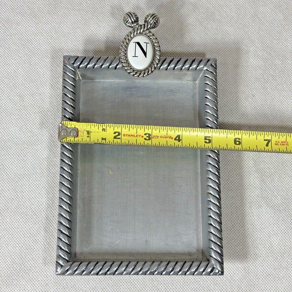 Mud Pie 2009 N Initial Metal Note Holder Tray 501013