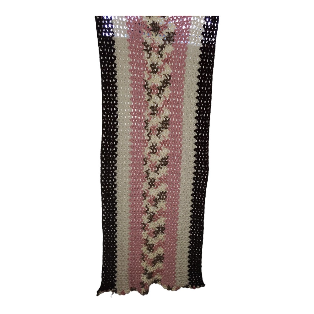 Crochet Brown,white,pink Runner 52x20