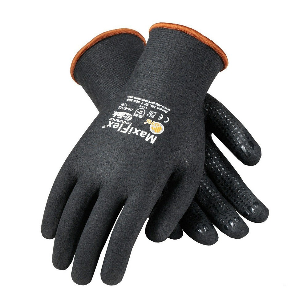MaxiFlex Endurance Nitrile Coated Nylon Lycra Work Gloves, Black, 12 Pair Medium