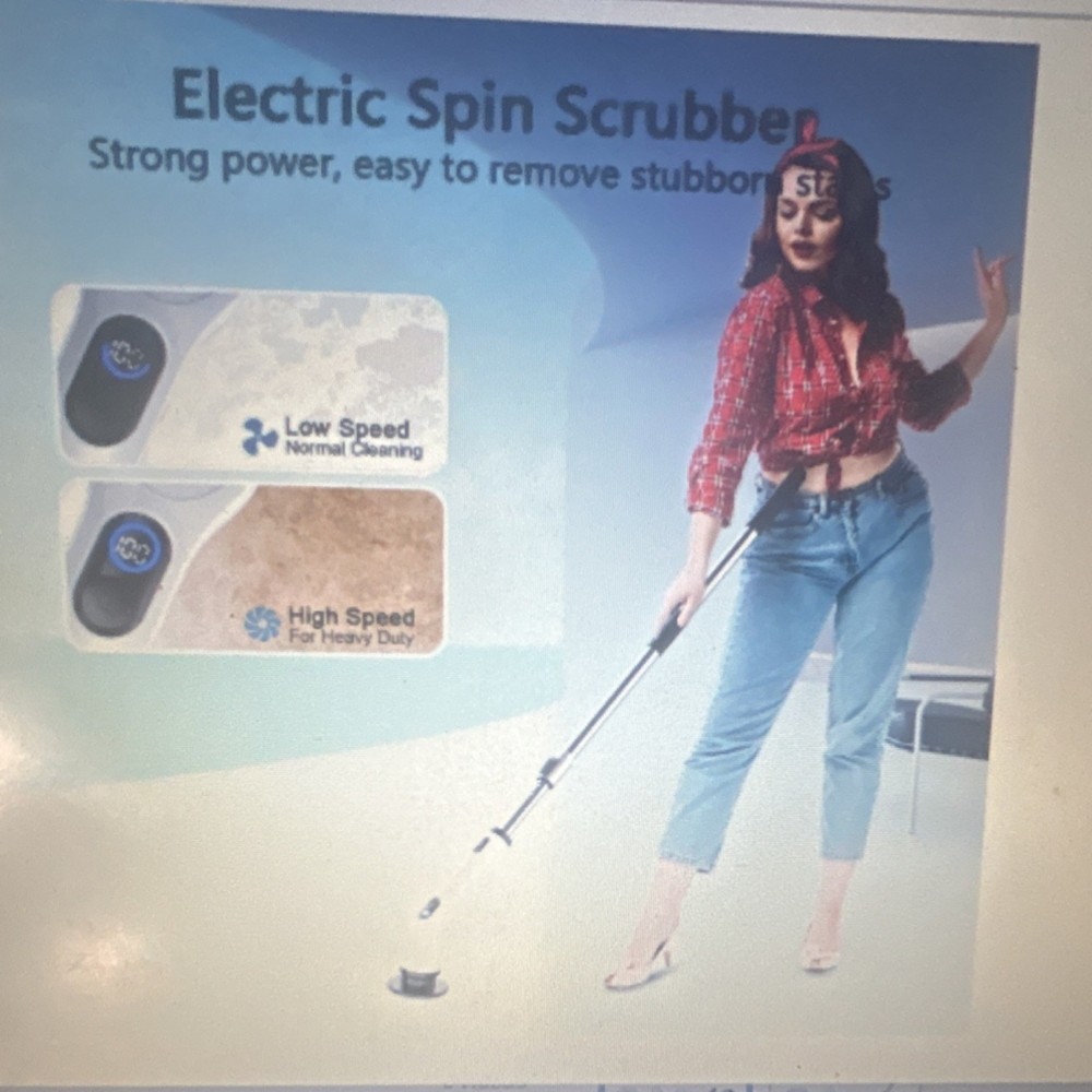 TURPY Electric Spin Scrubber Rechargeable Waterproof Extendable Handle 4 Heads