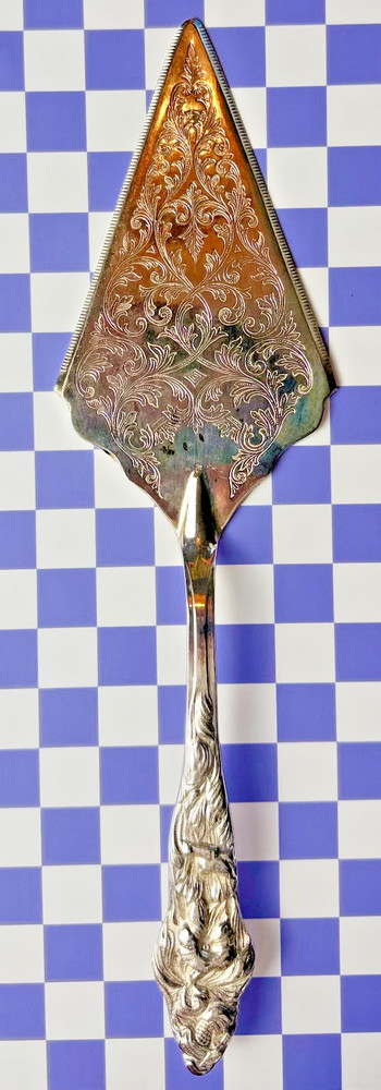 Treasure Masters CAKE SERVER floral handle silver plate 12" Italy