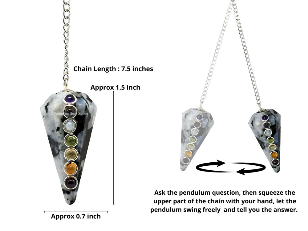 Rainbow Moonstone Dowsing Crystal Chakra Pendulum