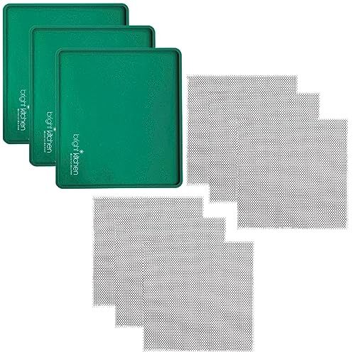 3 Edge Fruit Leather Silicone + 6 Mesh Screen Dehydrator Sheets Compatible With