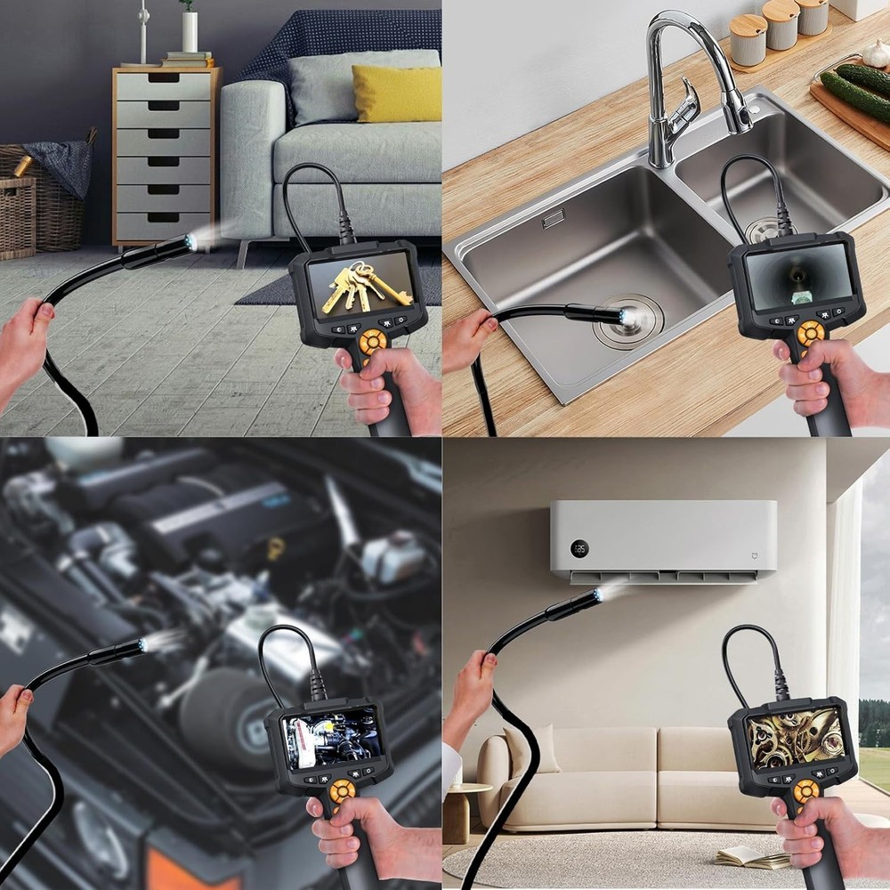 Endoscope Camera with Light, 1080P HD Borescope 8 Adjustable Orange