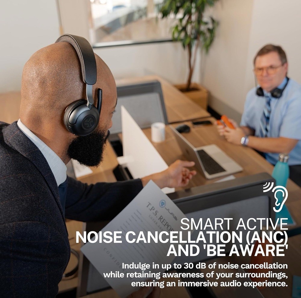 JLab Epic Work Wireless Headset with Microphone, Smart Active Noise Cancellation