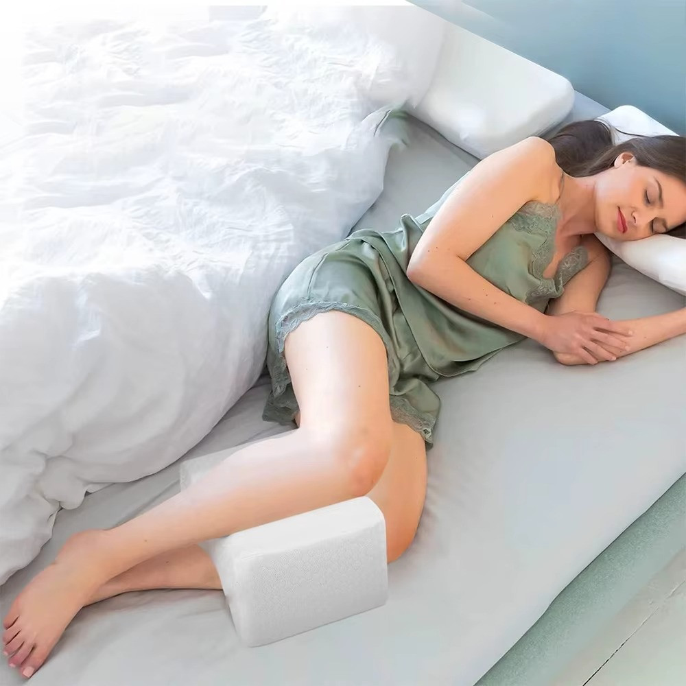 Knee Leg Pillow For Sleeping Cushion Support Between Legs Rest Memory Foam white