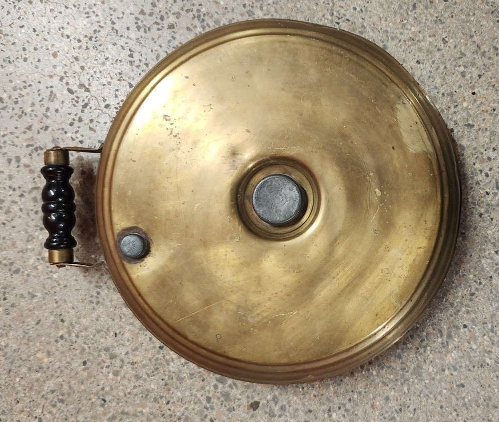 Antique Brass Round Bed Foot Warmer Container