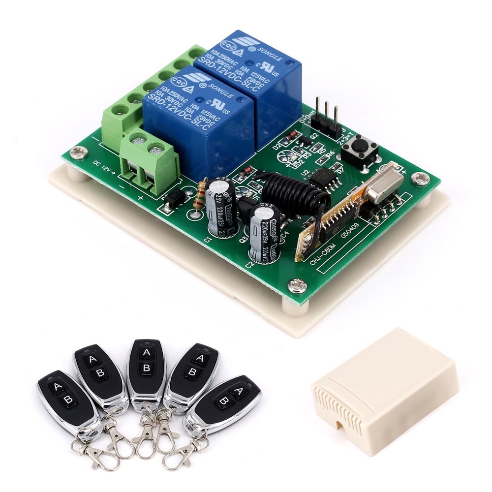 2 Channel Garage Door Remote Control Switch Relay Wireless Transmitter+Receiver