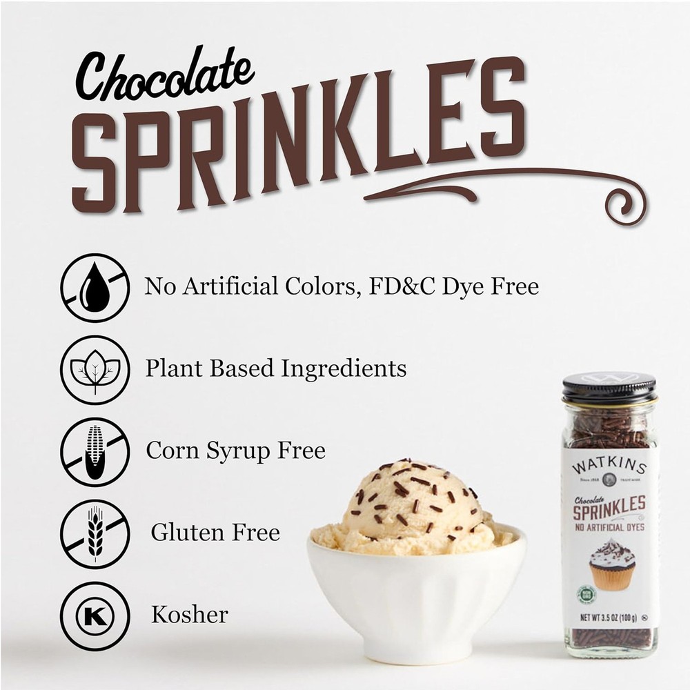 Watkins Chocolate Decorating Sprinkles, 3.5 Ounces