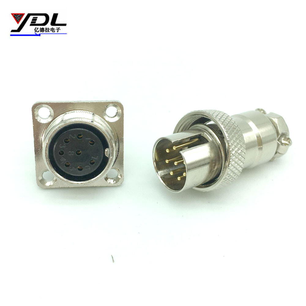 2set GX16 8-Pin Aviation Plug Connector Reverse direction Panel Mount Square M16