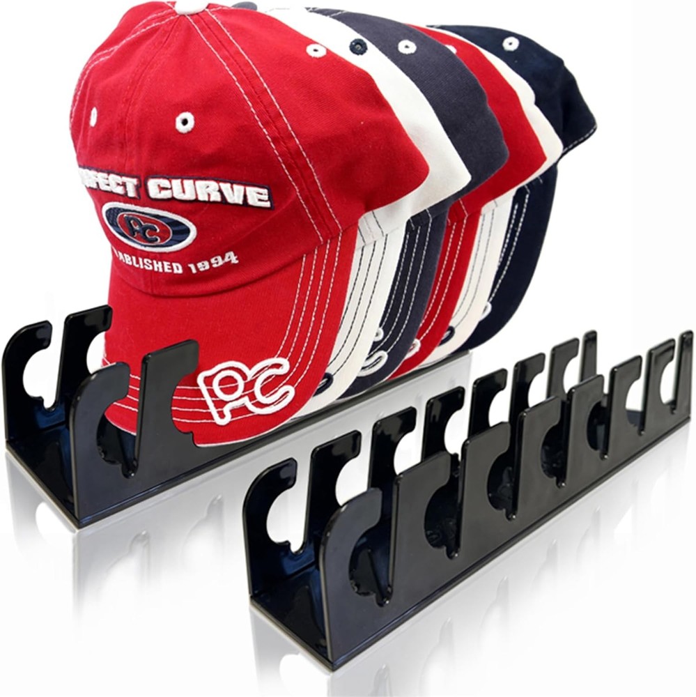 Cap Rack Stand 2-Pack - Black, Wall & Tabletop Hat Organizer, Easy Assembly, ...