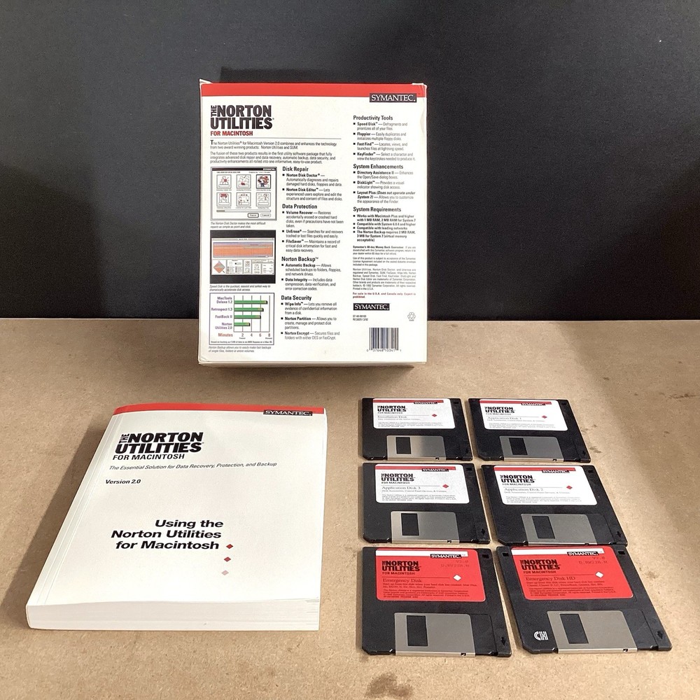 Symantec Norton Utilities For Macintosh Version 2.0 Vintage Software
