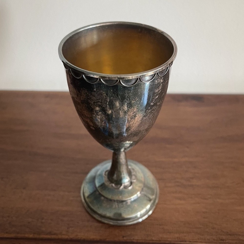 Vintage Silver Plate Kiddush Cup Judaica Israel