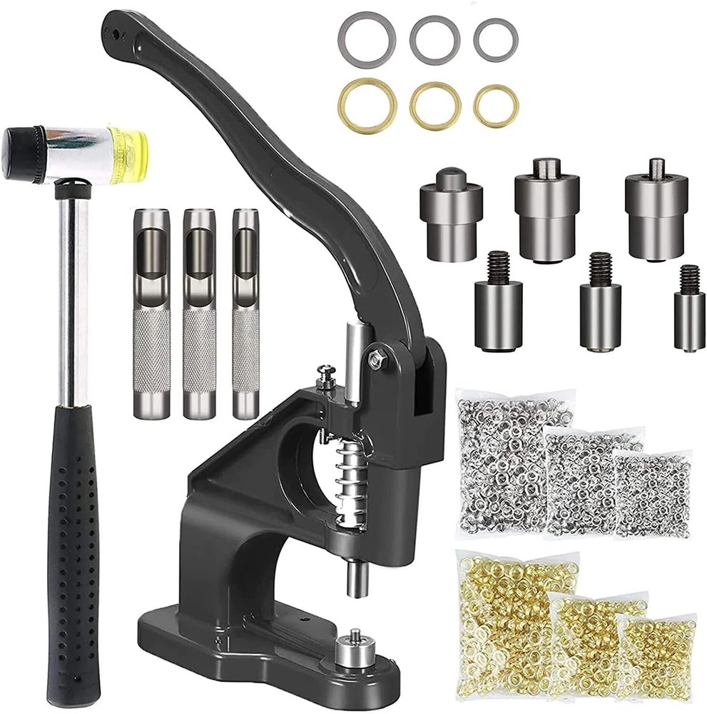Grommet Press Machine Kit 3000pcs Eyelets w/3 Dies