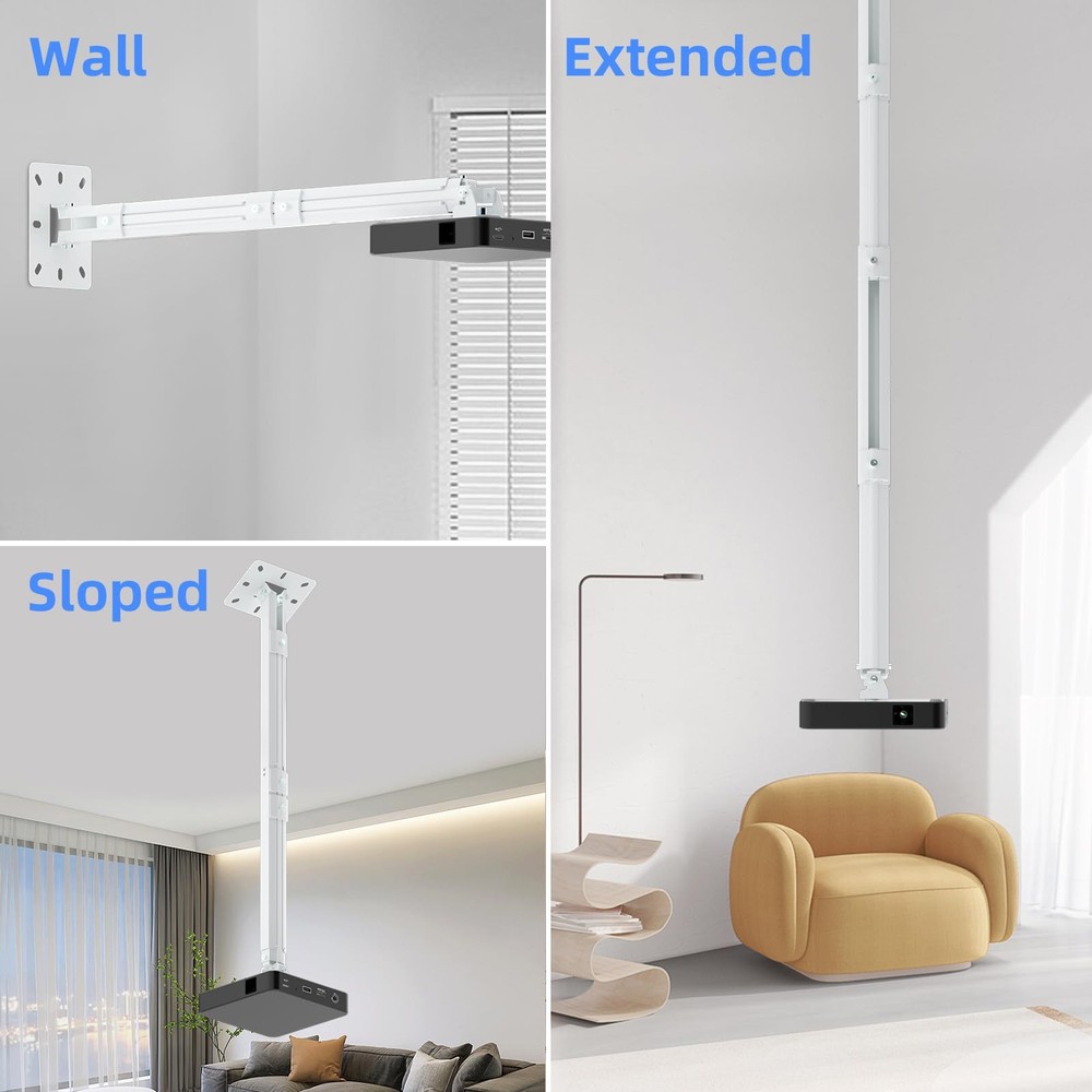 49inch Extended Mini Projector Ceiling Mount Adjustable Wall Mount with Threa...