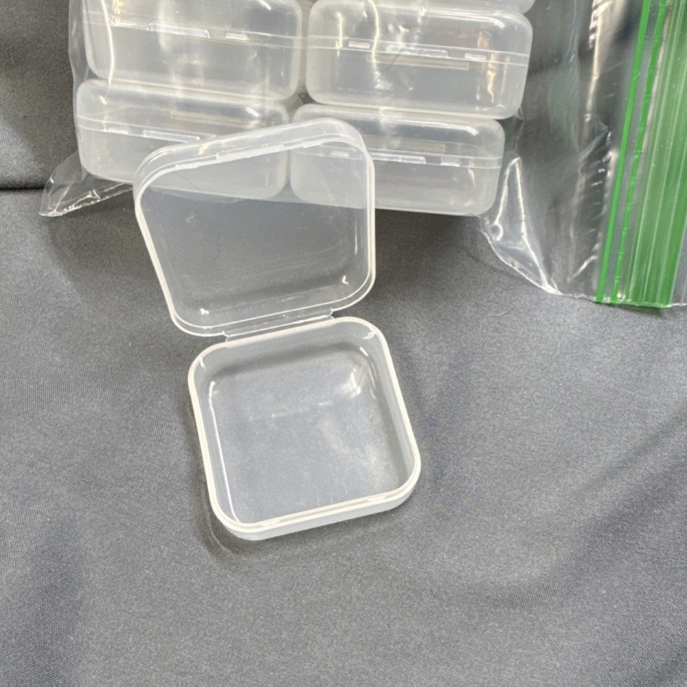 Clear Plastic Square Bead Storage Boxes Set of 12, Approx. 2” *