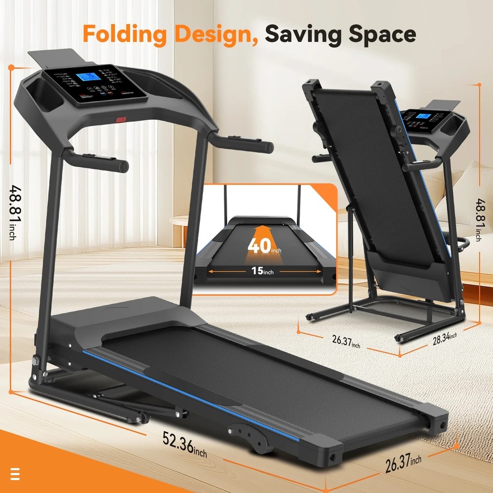 12% Incline Smart Treadmill Machine,Dual-Training Efficiency Treadmill Machine#