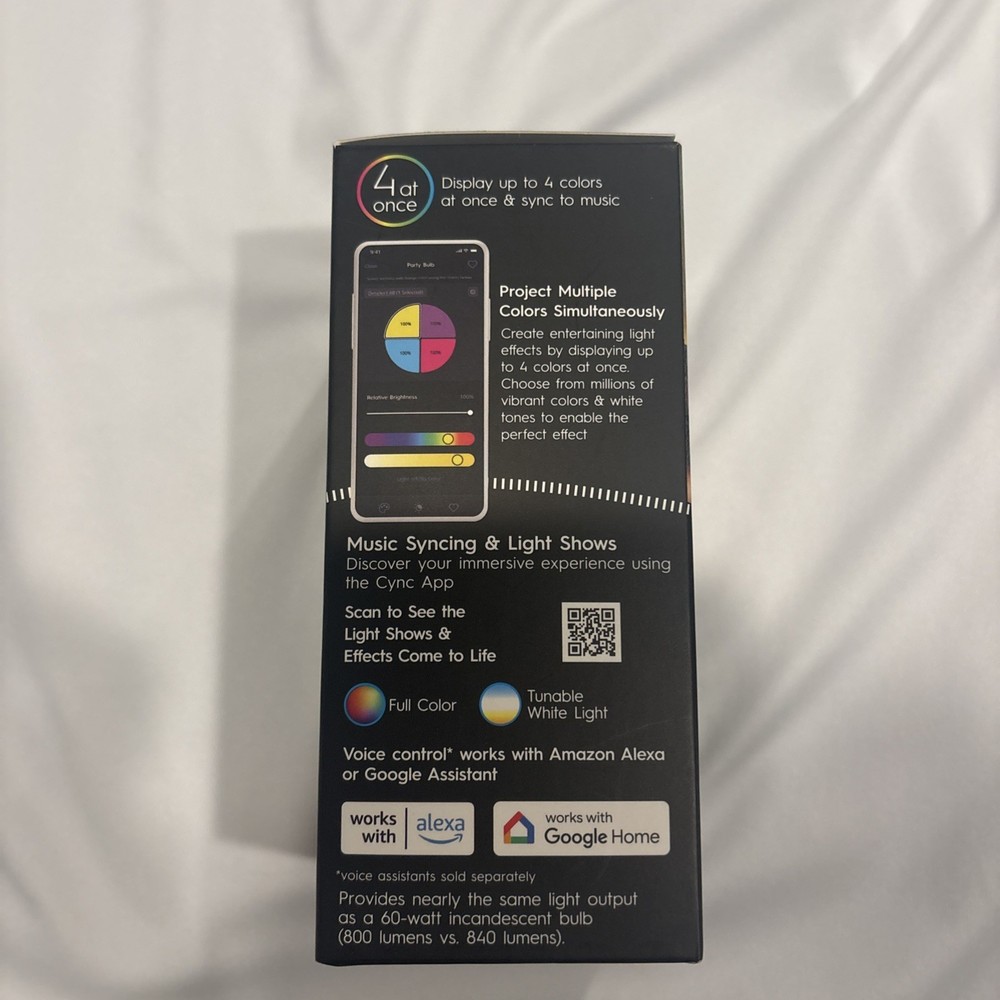 GE Cync Dynamic Effects WiFi Smart Bulb - 800 Lumens - Dimmable