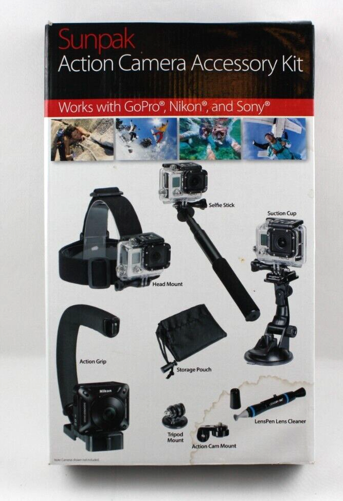 Sunpak Action Camera Accessory Kit Works with GoPro, Nikon & Sony