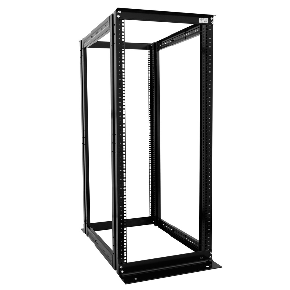 27U 4 Post Open Frame Data Network Server Rack 19" Adjustable Depth Aluminum