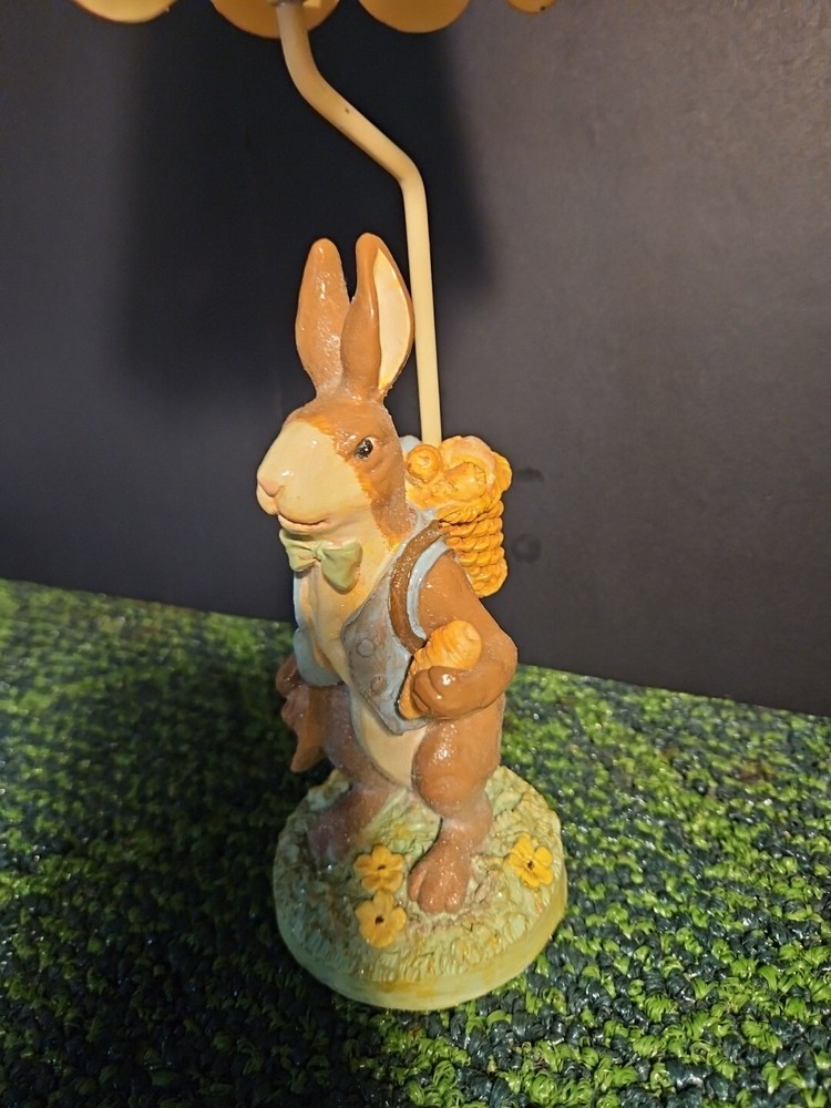 14" Easter Bunny Tea Light Lamp, Vintage Spring Time Easter Eggs