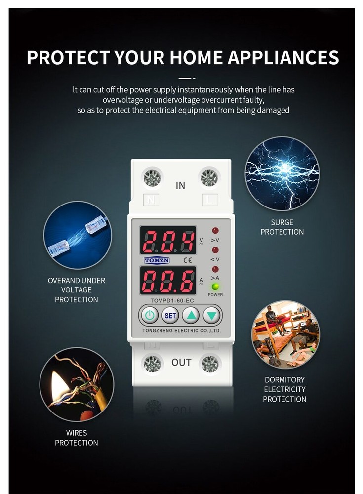 Adjustable Over Voltage & Under Voltage Current Protective Device Relay 40-80A