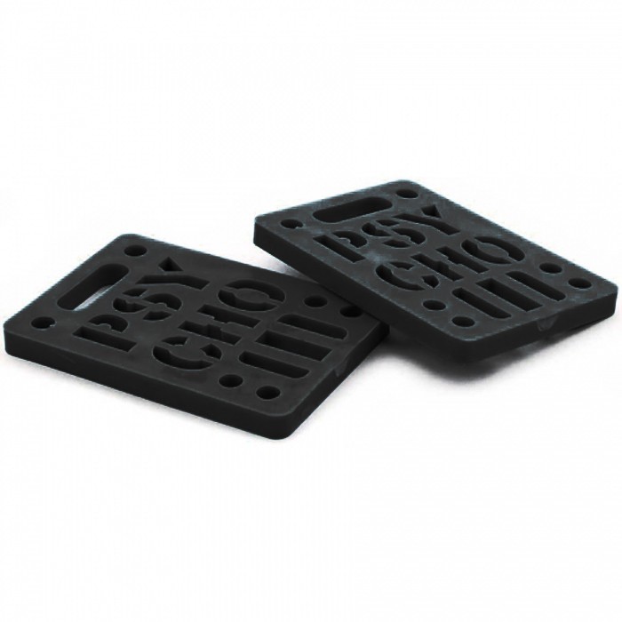 Vision Psycho Brand 1/4" STENCIL LOGO Dual Bolt Pattern Skateboard Risers BLACK