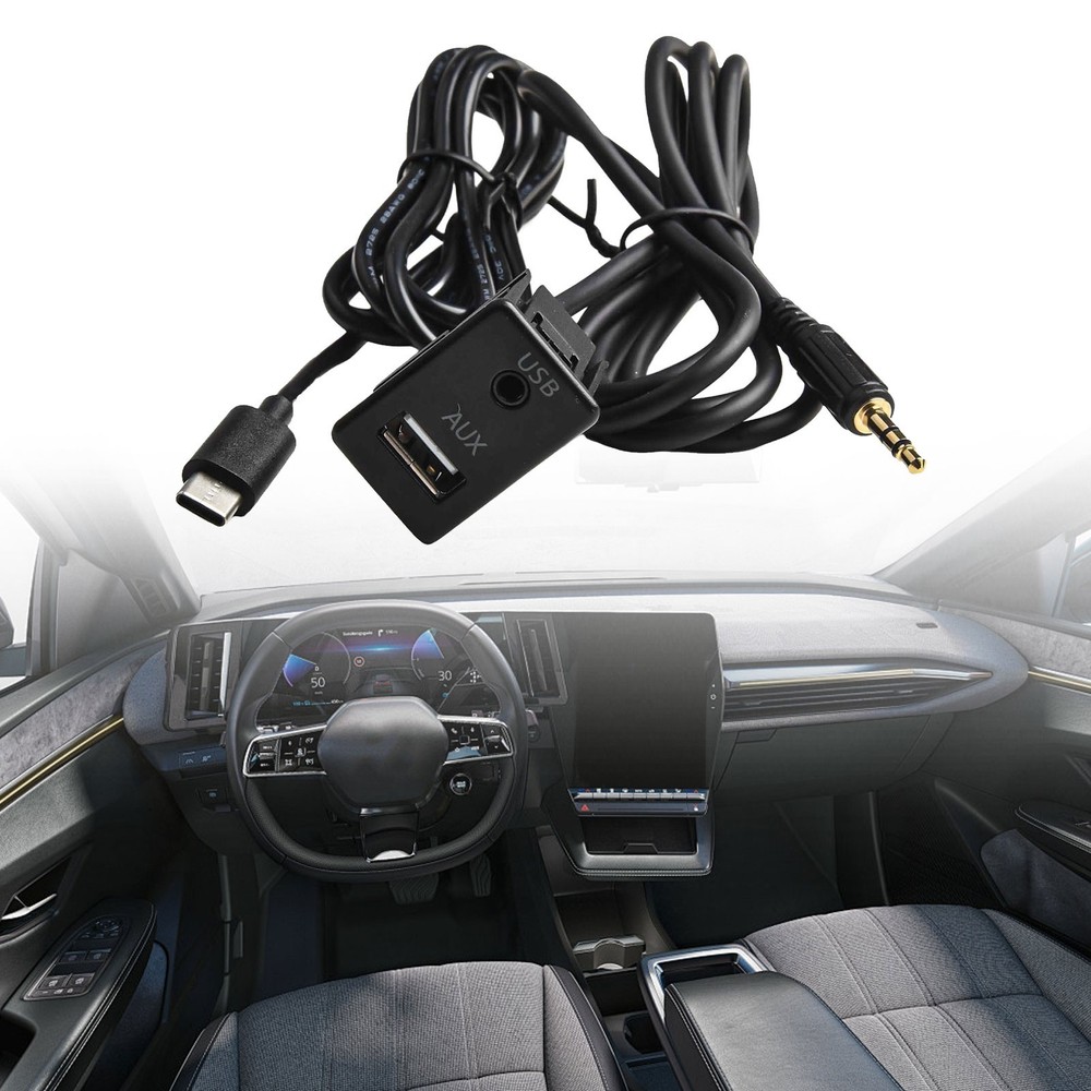 Center Console Car USB and AUX Port Panel Interface 145CM Extension Cable
