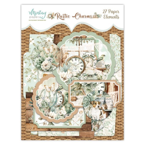 RUSTIC CHARMS 27pc Paper Elements Mintay Papers Scrapbook Tags Cards