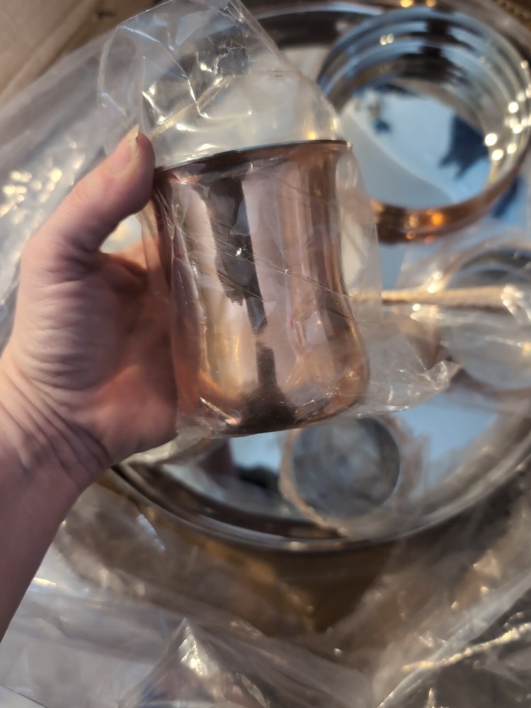 Satvik Copper Stainless Steel Thali 8 Piece Set