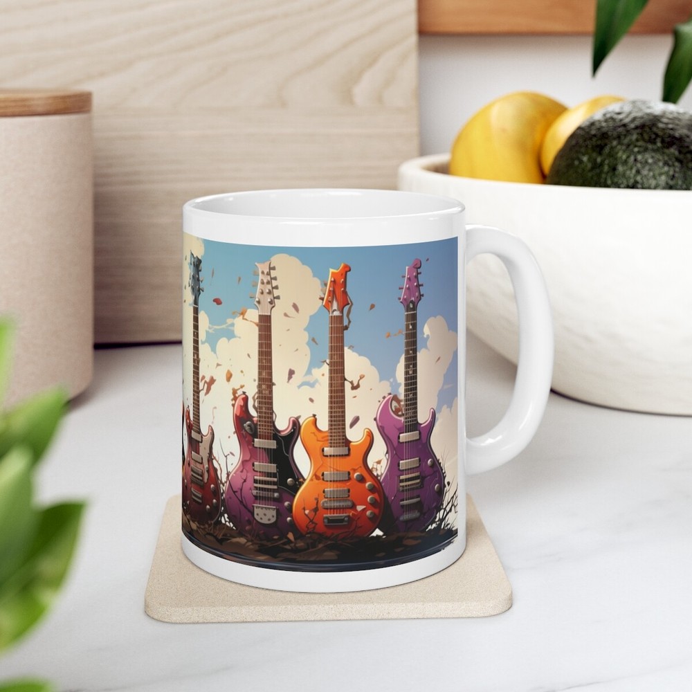 Strings & Sips: The Ultimate Guitar Lover's Mug White Ceramic Mug 11oz