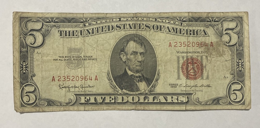 1963 - $5 Legal Tender Note - Exact Note Imaged A23520964A