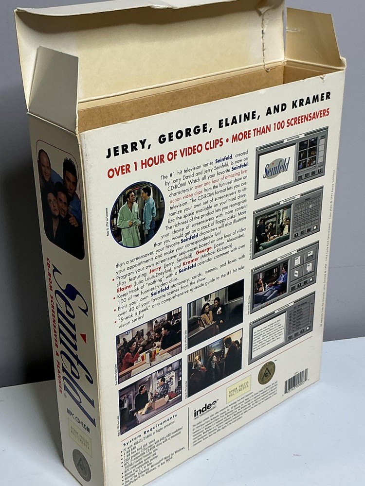 Vintage Seinfeld CD-ROM Box Only Display Windows PC Big Box