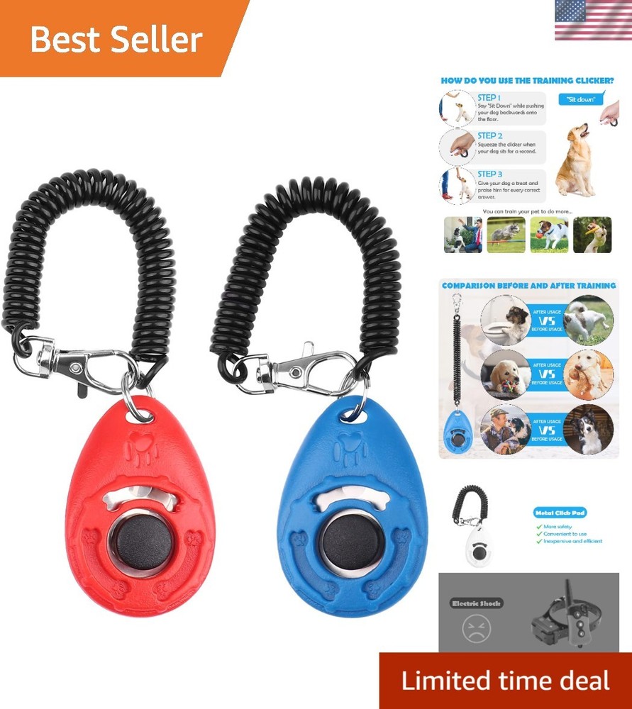 Durable 2-Pack Dog Training Clicker with Wrist Strap - Easy Pet Training Tool