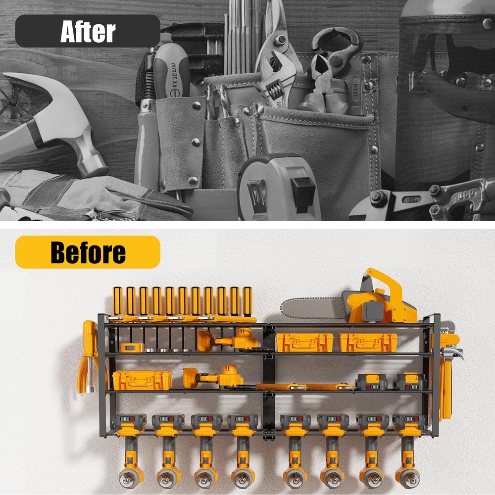 XXXL 4 Layer Power Tool Organizer 8 Drill Storage Rack Cordless Tool Rack Holder