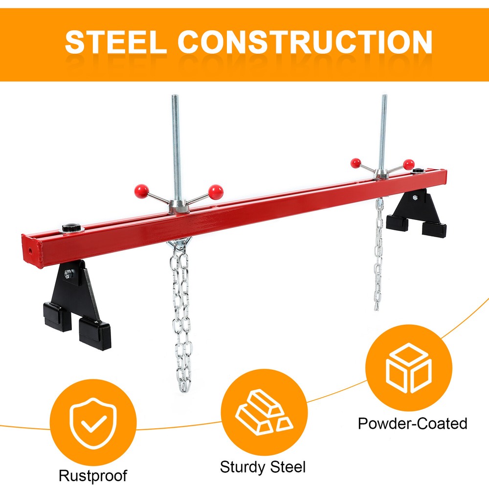 Engine Load Leveler 1100 LBS Capacity Support Bar Transmission W/ Dual Hook Red