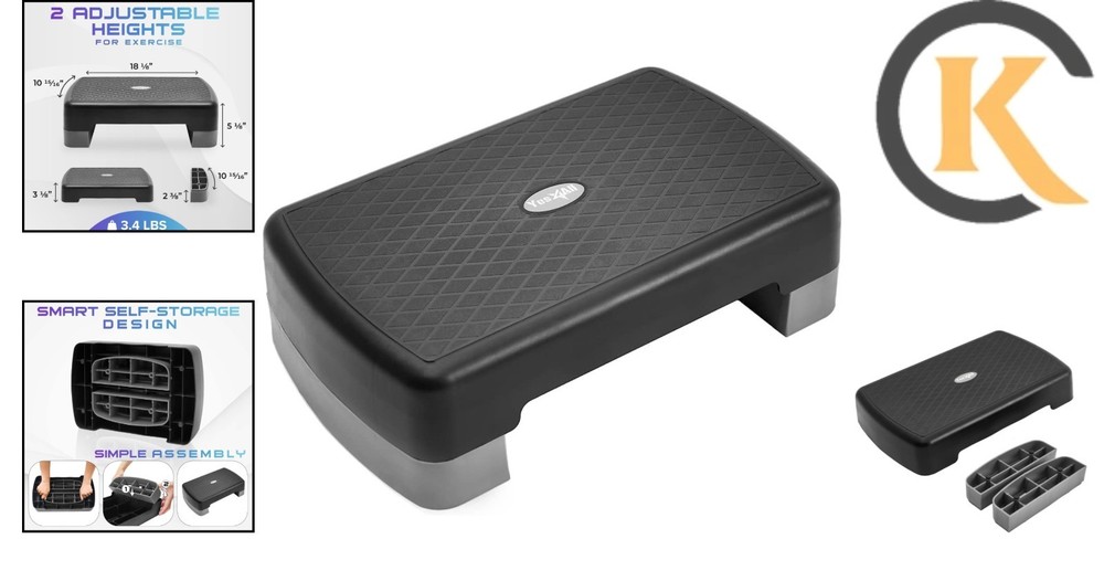 Multi-Color 18.1" Height Adjustable Aerobic Stepper—Strength & Balance Training
