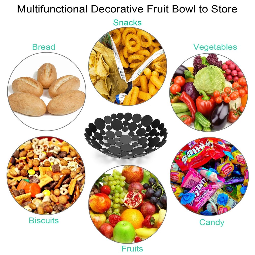 Metal Fruit Bowl Basket Creative Table Centerpiece Fruit Stand Decorative Cou...
