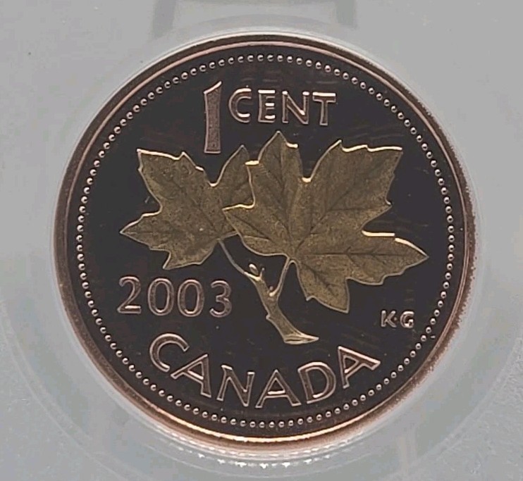 2003 CANADA GOLD LEAF CENT PCGS PR69RD DCAM