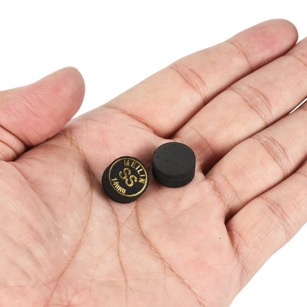 2PCS 14mm Pool Cue Tips Super Soft Multiple Layer Pool Billiard Cue Tips Black
