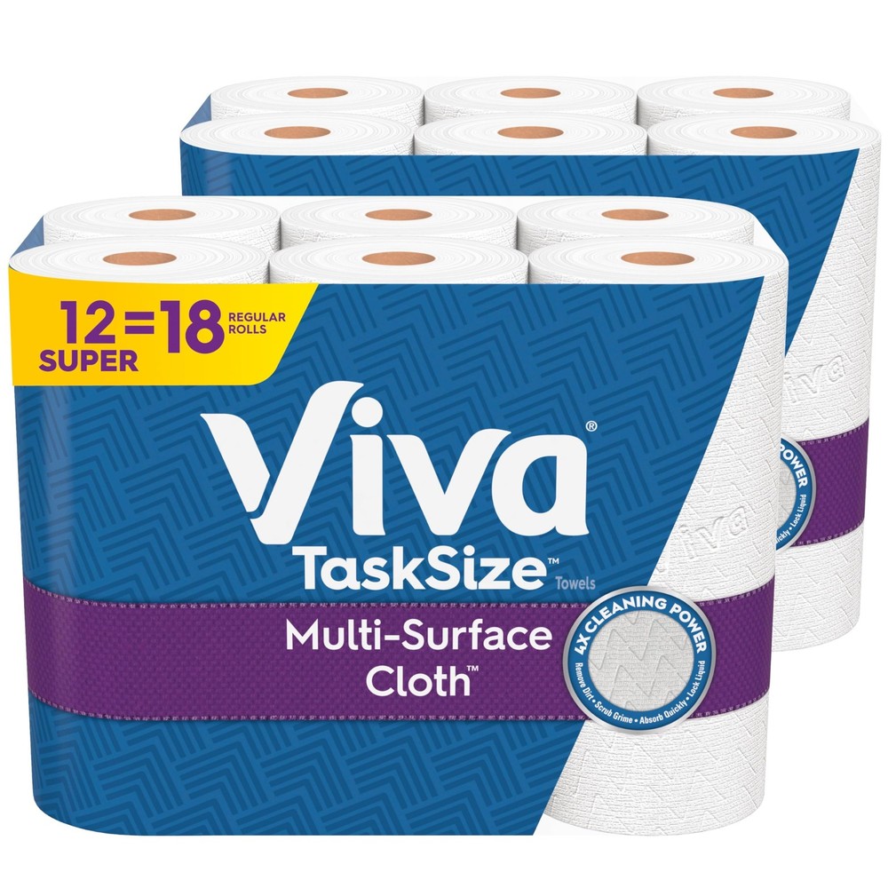 Viva Multi-Surface Cloth Paper Towels, Task Size - 12 Super Rolls (2x 6)