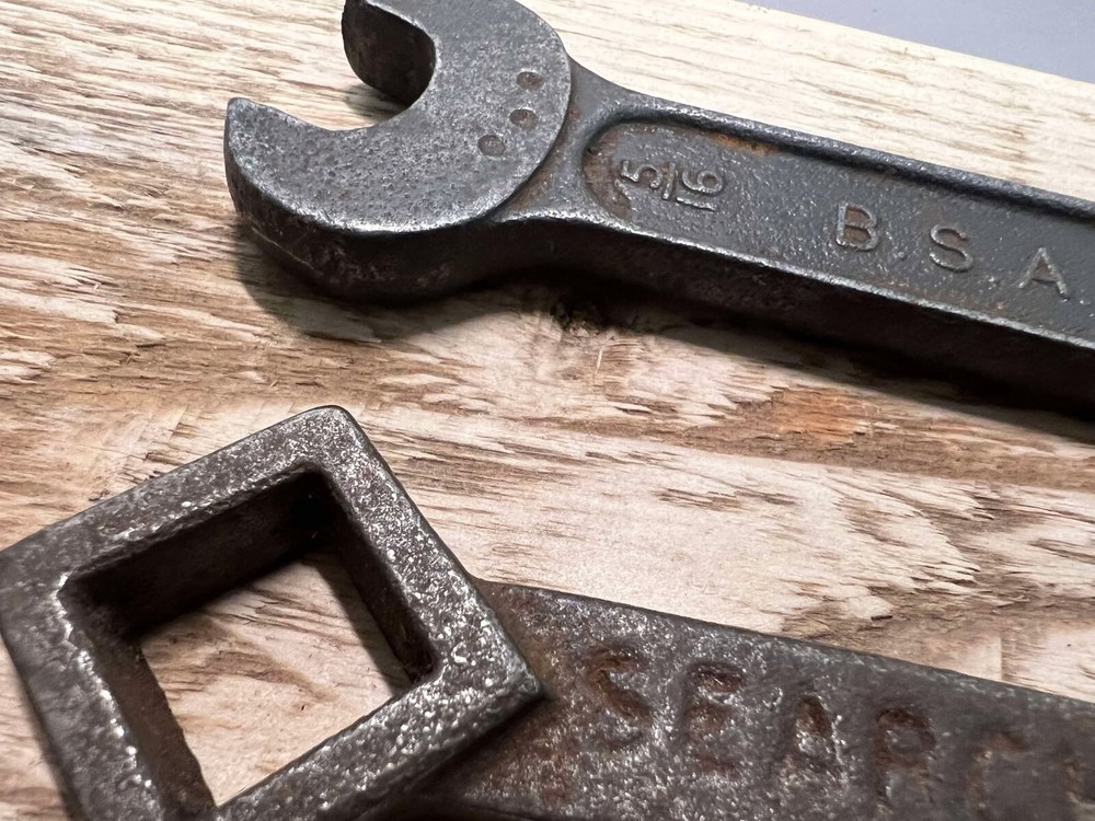 2 x VINTAGE TOOLS - “SEARCHLIGHT” SPANNER & BSA No.6 double ended spanner