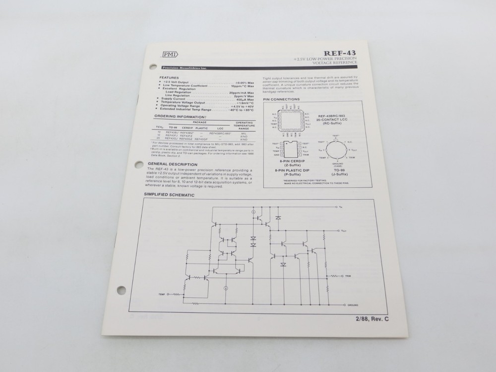 PMI Precision Monolithics Inc. 1988 Data Sheets lot of 5 technology reference