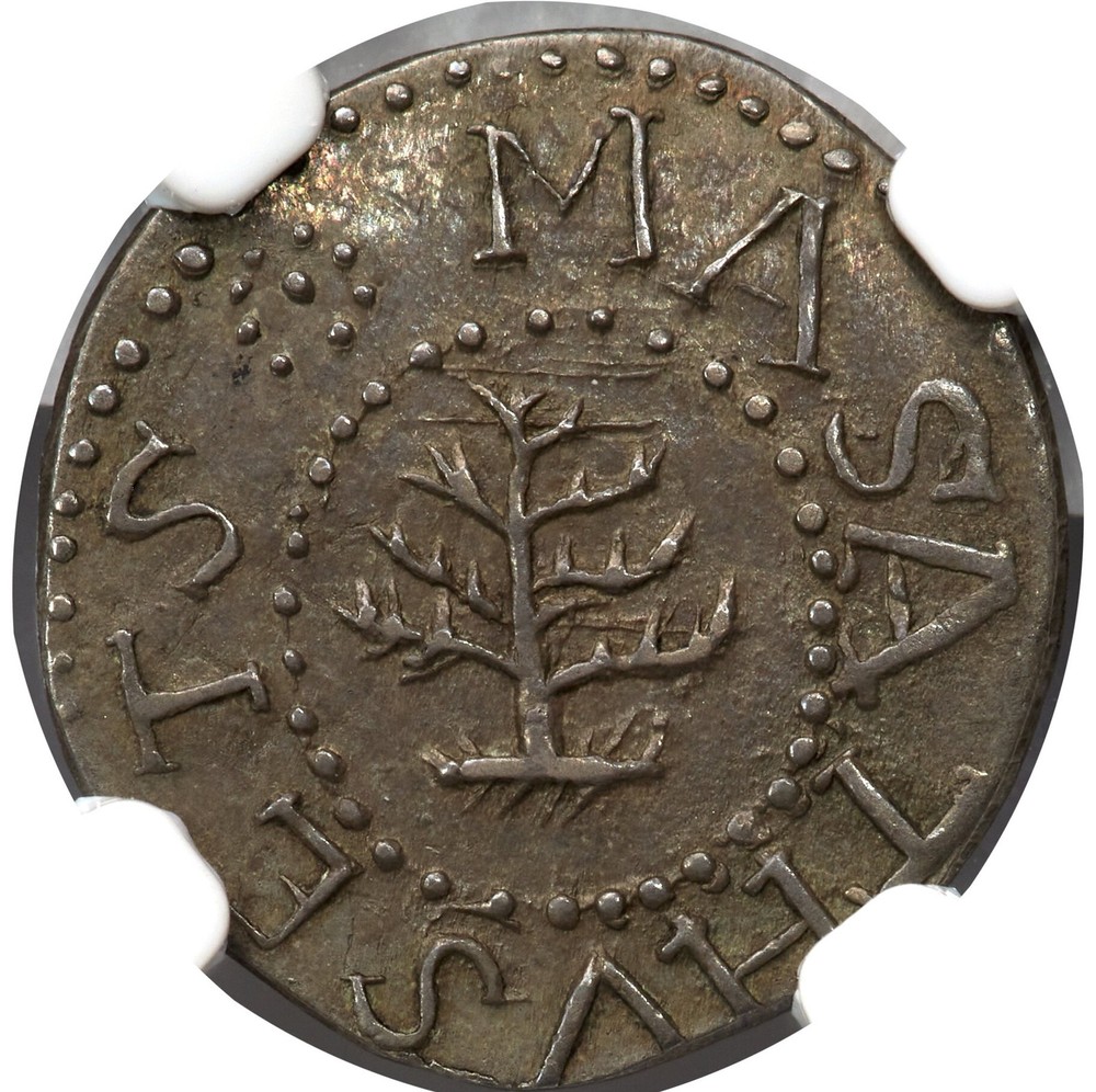 1652 PINE TREE 3PENCE NGC MS 64