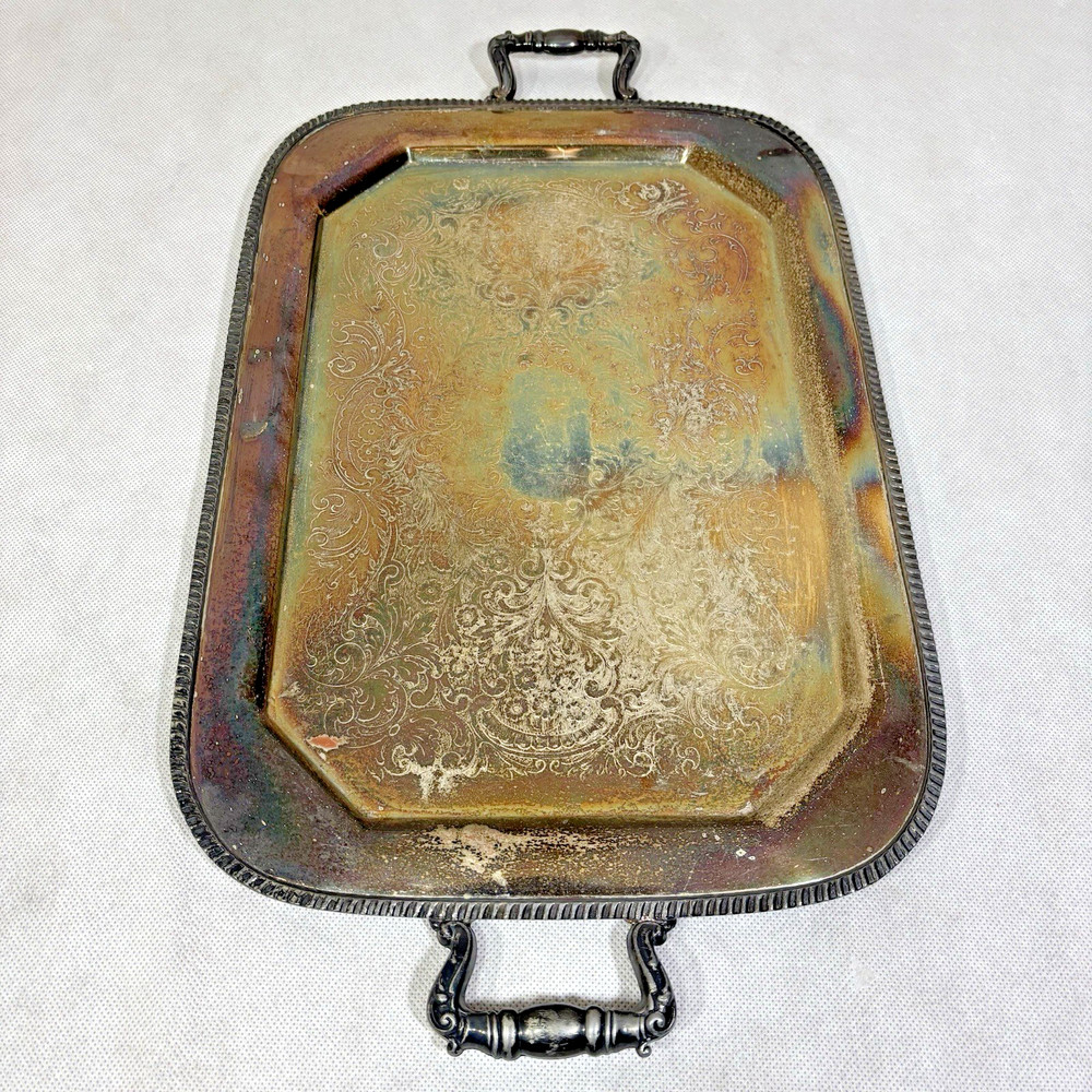 Vintage Silverplate Lot Handled Rectangular Tray Lidded Sugar Bowl Creamer Set
