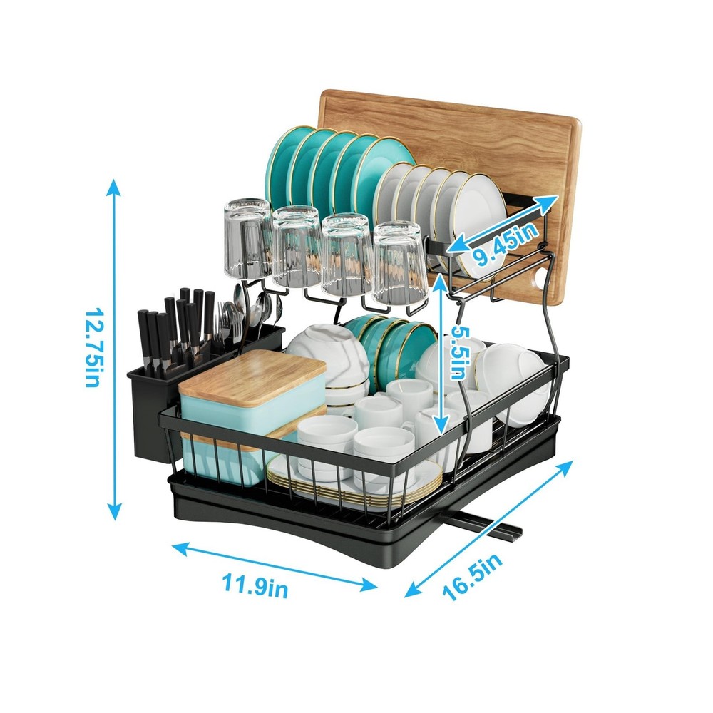 7 code Large Dish Drying Rack for Kitchen Counter, Detachable Large Capacity ...
